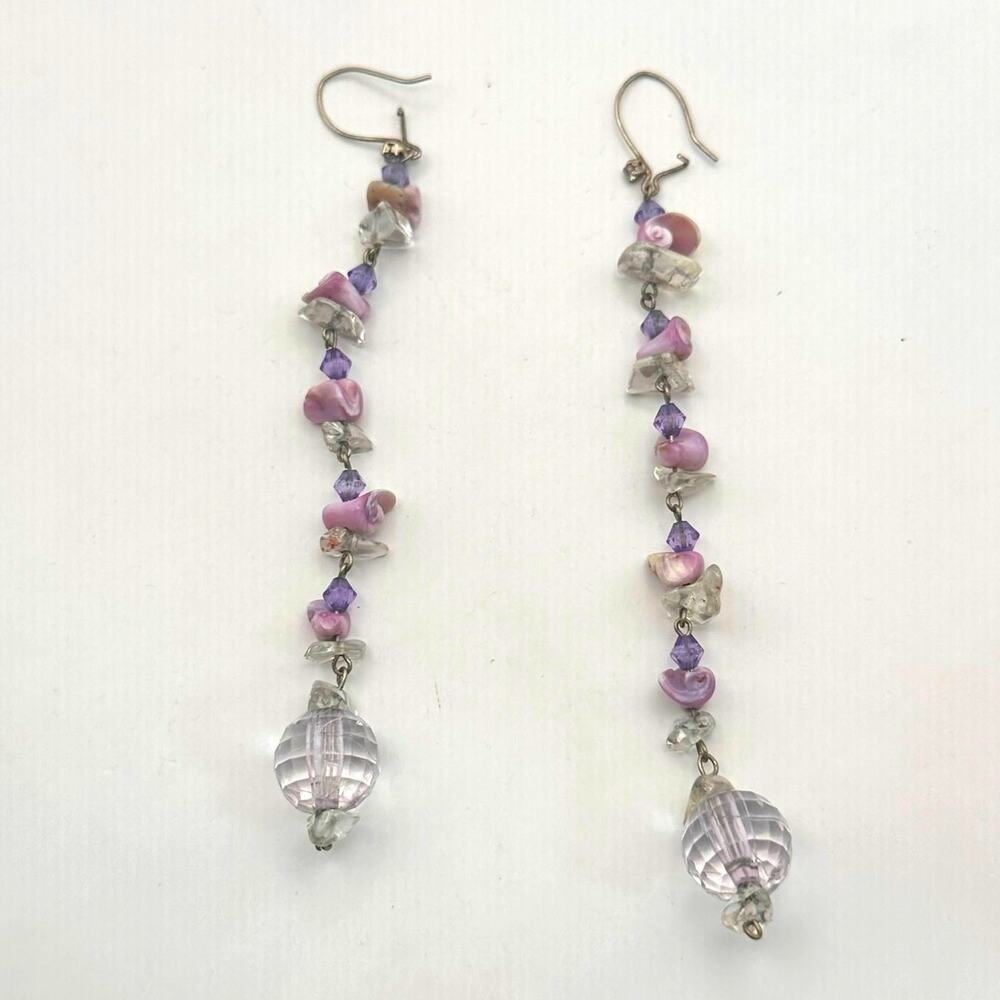 Statement Earring Purple Clear Long Dangle Casual Beaded Beads Jewelry